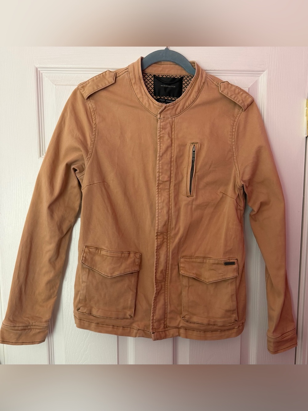 Maison Scotch- Scotch and Soda lightweight camel brown moto jacket- see sizing